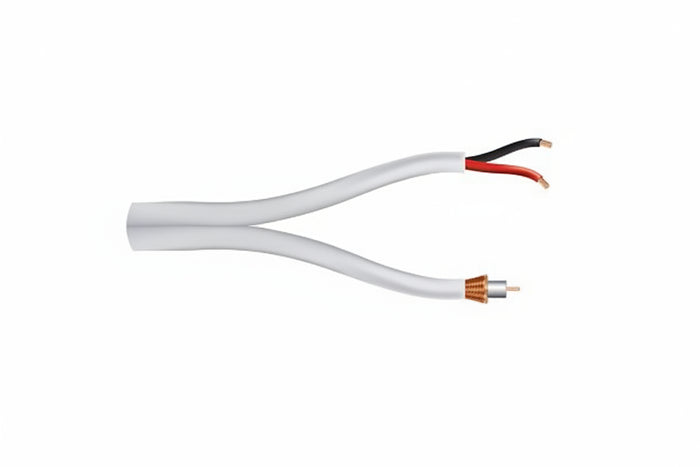 Genesis 53555012 RG59 BC 75 Ohm Coaxial with Bare Copper Braid + 18/2 Stranded Cable, Plenum, CMP, FT6, 500' (152.4 m) Reel, Natural