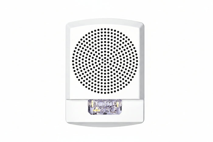 Eaton ELCHSW Wheelock Eluxa Chime Strobe, FIRE Lettering, Wall Mount, 24V, White