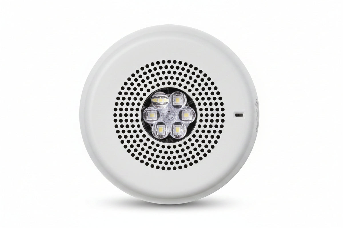 Eaton ELCHSWC Wheelock Eluxa Chime Strobe, FIRE Lettering, Ceiling Mount, 24V, White