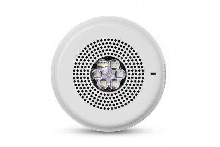 Eaton ELCHSWC Wheelock Eluxa Chime Strobe, FIRE Lettering, Ceiling Mount, 24V, White