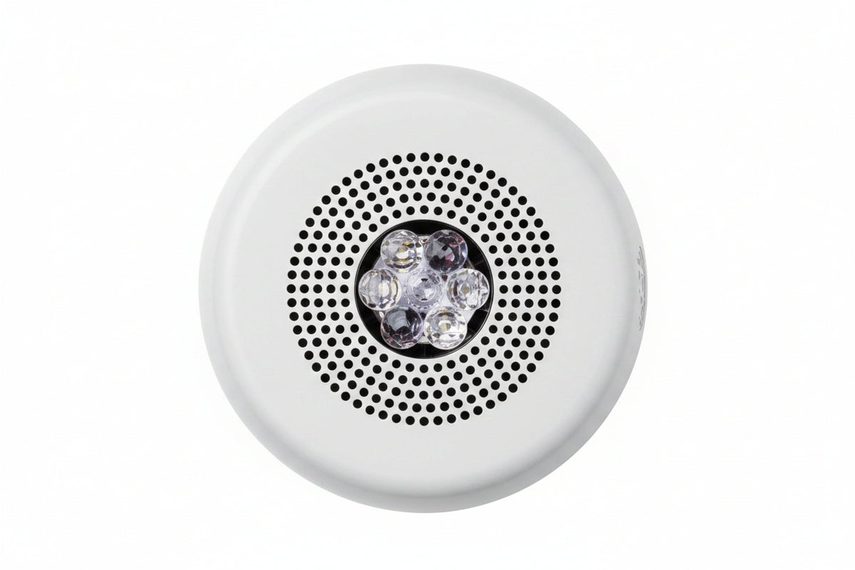 Eaton ELCHSWC Wheelock Eluxa Chime Strobe, FIRE Lettering, Ceiling Mount, 24V, White