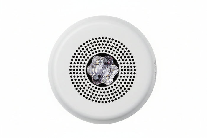 Eaton ELCHSWC Wheelock Eluxa Chime Strobe, FIRE Lettering, Ceiling Mount, 24V, White