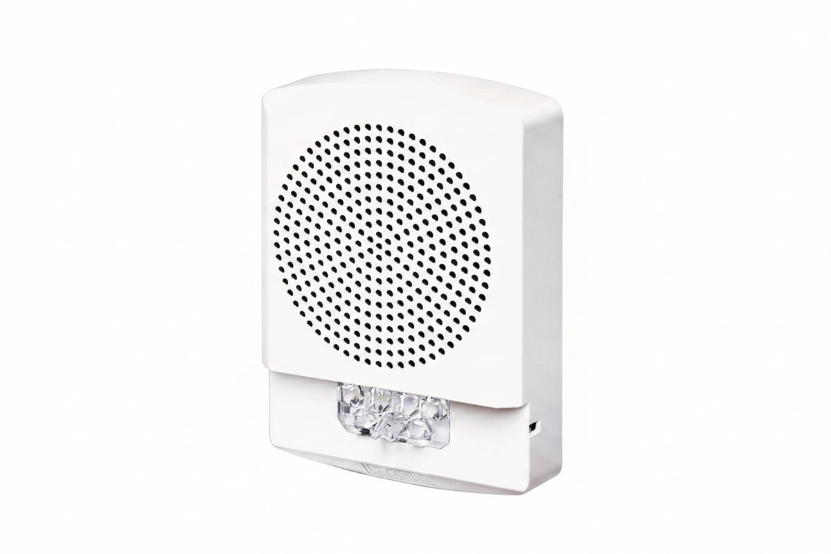 Eaton ELMTSW Wheelock Eluxa Multitone Strobe Horn, FIRE Lettering, Wall Mount, 24V, White