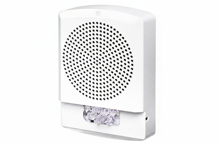 Eaton ELSPSTW-AL Wheelock Eluxa LED High Fidelity Speaker Strobe, Wall, ALERT Lettering, Clear Lens, 24VDC, 15/30/75/110/135/185 cd, White