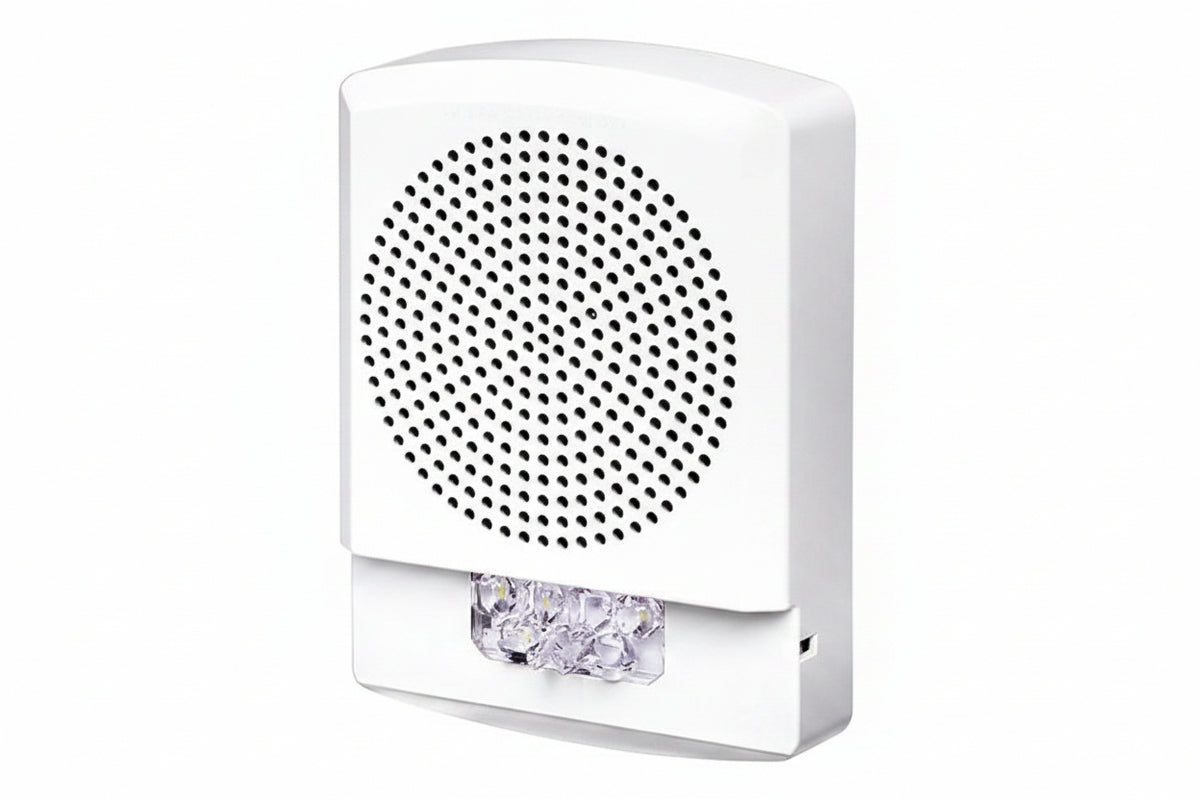 Eaton ELSPSTW-AL Wheelock Eluxa LED High Fidelity Speaker Strobe, Wall, ALERT Lettering, Clear Lens, 24VDC, 15/30/75/110/135/185 cd, White