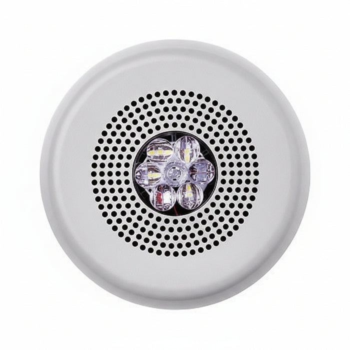 Eaton ELSPSTWC Wheelock Eluxa LED High Fidelity Speaker Strobe, Ceiling, FIRE Lettering, Clear Lens, 24VDC, 15/30/75/110/150/177 cd, White