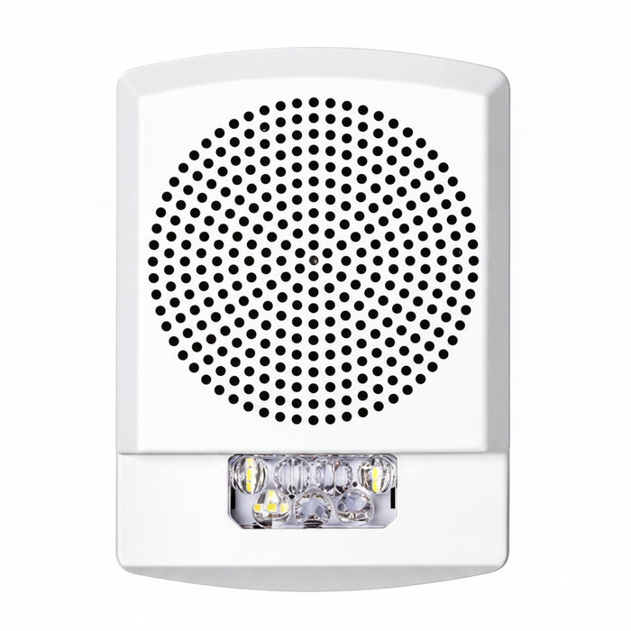 Eaton ELSPSTW Wheelock Eluxa LED High Fidelity Speaker Strobe, Wall, FIRE Lettering, Clear Lens, 24VDC, 15/30/75/110/135/185 cd, White, (Replaces E60-24MCW-FW, LSPSTW3)