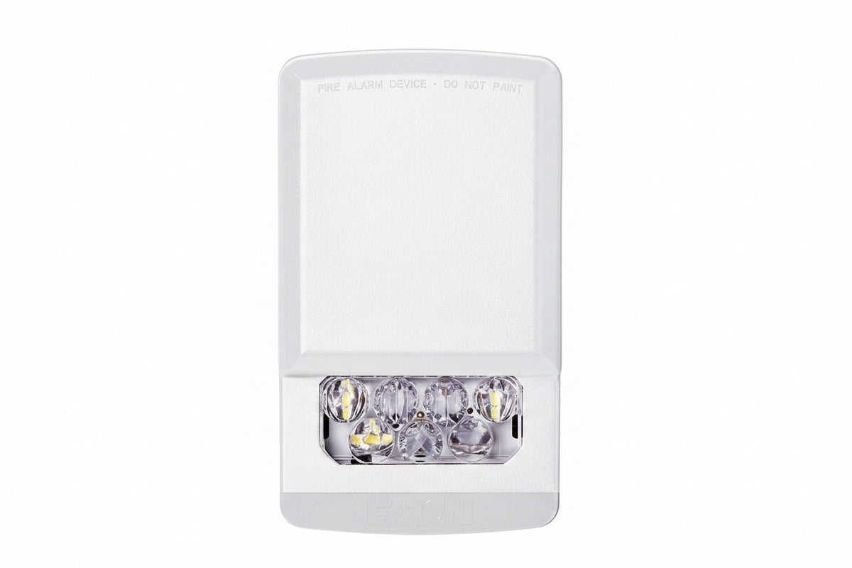 Eaton ELSTW Wheelock Eluxa LED Strobe, Wall, FIRE Lettering, Clear Lens, 24V, 15/30/75/110/135/185 cd, White